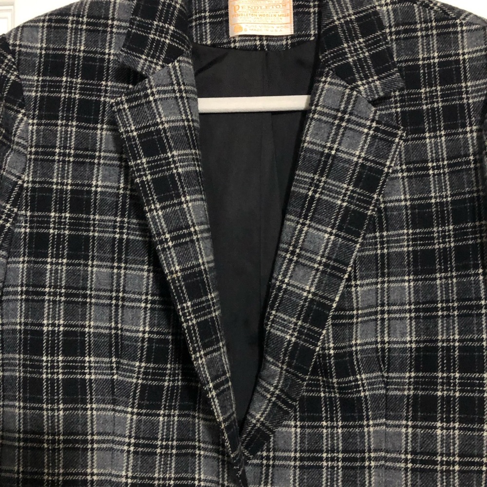 Vintage Pendleton plaid pure virgin wool blazer made USA women’s size 16 - Picture 4 of 13